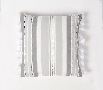 Housses de coussin rayées en niveaux de gris (ensemble de 2) 4