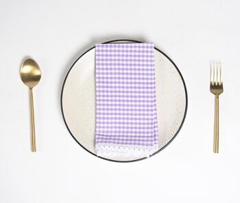 Serviettes de table violettes à carreaux (Ensemble de 4) 3