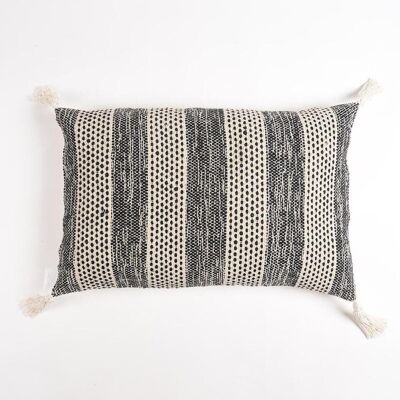 Striped Pointilism Monochrome Cushion cover