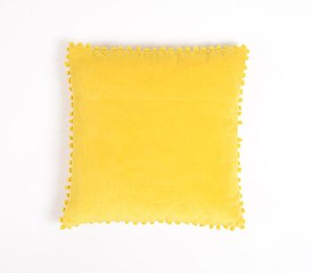 Housse de coussin en coton teint avec embellissement de bordure 1