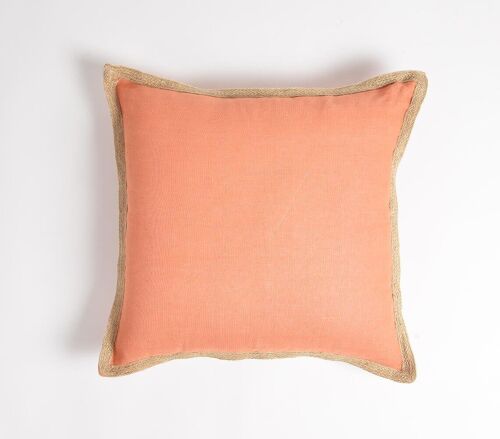 Coral Jute Border Cushion cover