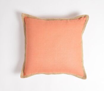 Housse de coussin bordure en jute corail 1