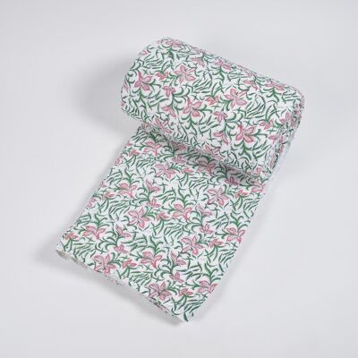 Hand Block Printed Reversible Floral Cotton Quilt