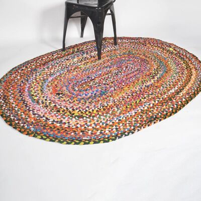 Tapis oblong en coton recyclé tissé à la main