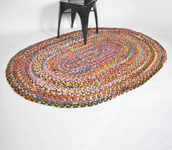 Tapis oblong en coton recyclé tissé à la main 1