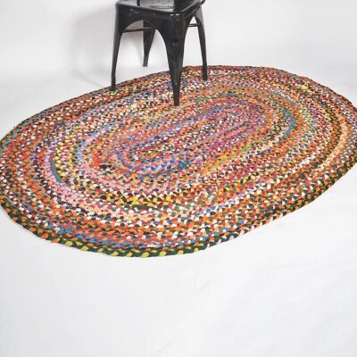 Handwoven Upcycled Cotton Oblong Rug
