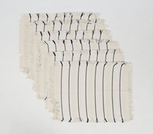Striped & Fringed Cotton Placemats (set of 6)