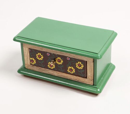 Hand Painted Mango Wood Floral Mini Drawer