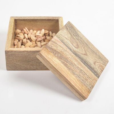 Boîte de rangement minimale en bois de manguier brut