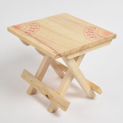 Table pliante portative en bois Tribal Warli (Petite - 9.5")