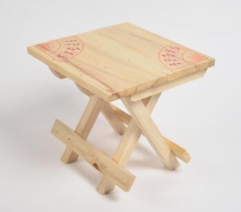 Table pliante portative en bois Tribal Warli (Petite - 9.5") 1