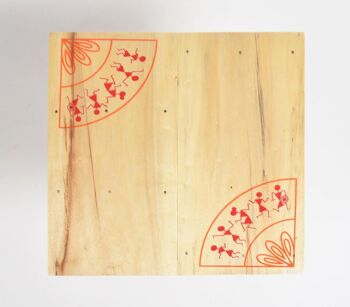 Table pliante portative en bois Tribal Warli (Petite - 9.5") 4