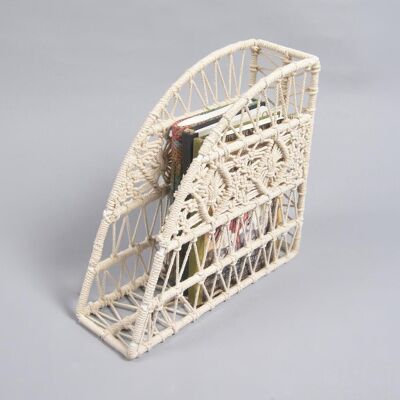 Macrame Wrapped Iron Magazine Holder