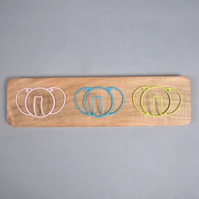 Pastel Coiled Elephants Wooden Wall Hook