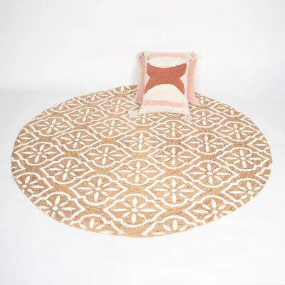 Hand Block Printed Novelty Spiral Jute Rug