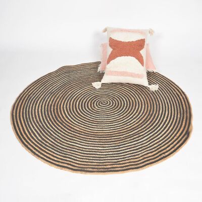 Tapis en spirale classique marron en jute tissé à la main et en tissu jeté