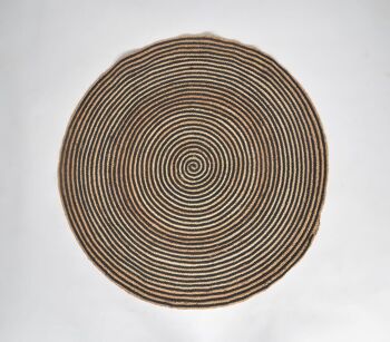 Tapis en spirale classique marron en jute tissé à la main et en tissu jeté 2