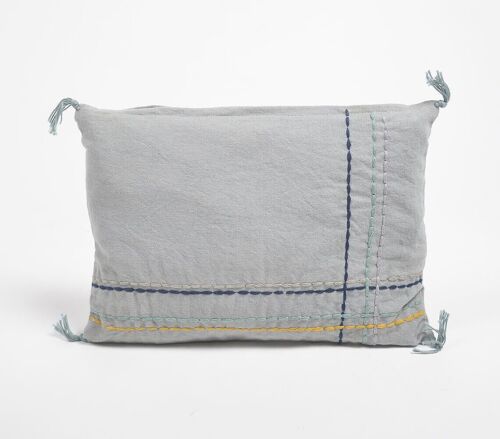 Corner Margins embroidered Lumbar Cushion Cover