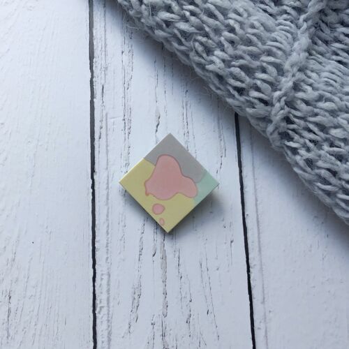 Pastel mix square jesmonite brooch