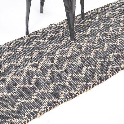 Tappeto nero Chevron in iuta intrecciato a mano