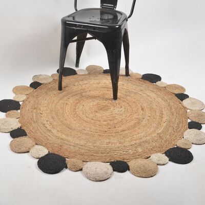 Tapis de jute à disque en spirale tressé à la main