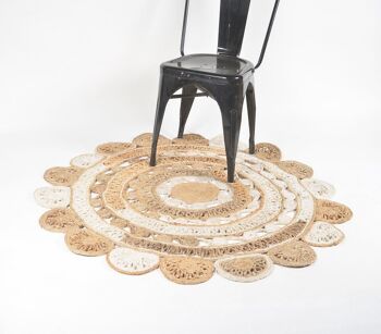 Tapis en jute floral concentrique tressé à la main 1