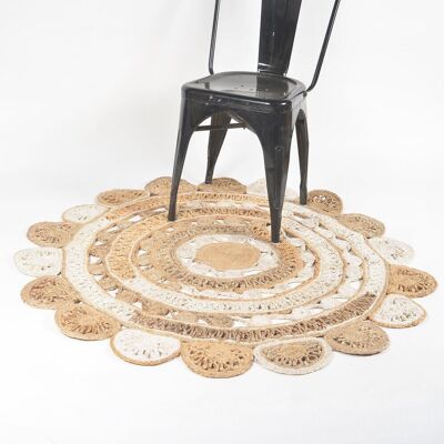Hand Braided Concentric Floral Jute Rug