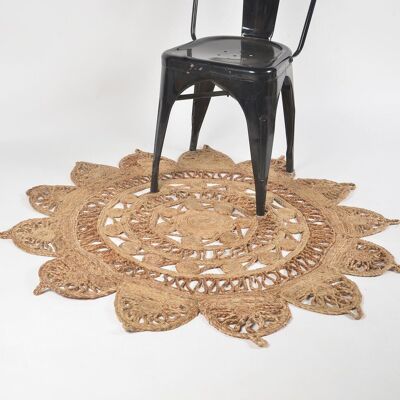 Tapis en jute floral tressé à la main