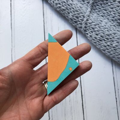 Orange & turquoise jesmonite brooch - MIDI