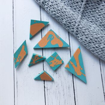 Broche jesmonite orange & turquoise - MIDI 2