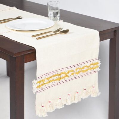 Handwoven & Tufted Cotton Table Runner