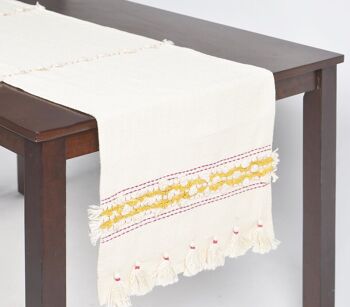 Chemin de table en coton tissé et touffeté à la main 2