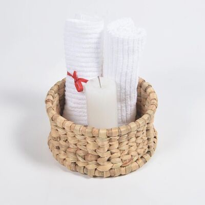 Water Hyacinth Candle & Potpourri Basket With Cane Frame