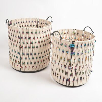 Multicolor Woven Cotton Baskets (Set of 2)