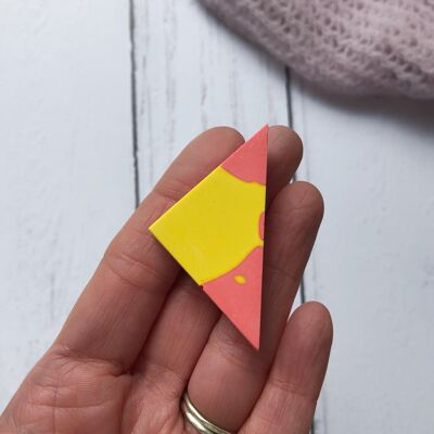 Pink & yellow jesmonite brooch - MINI