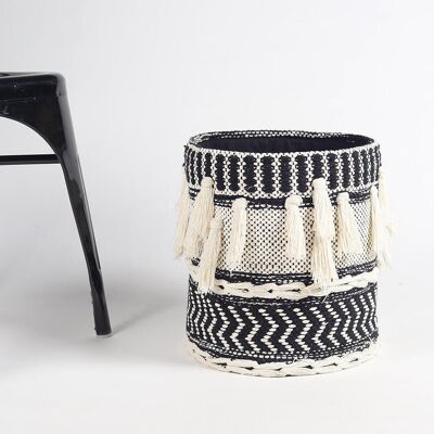 Handwoven Tasseled Cotton Basket