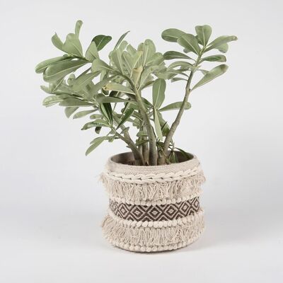 Textured & Paneled Cotton Jute Basket