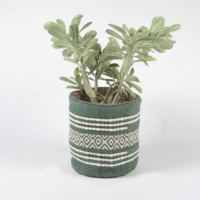 Panier en coton et jute vert olive