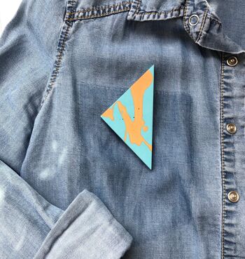 Broche jesmonite orange et turquoise - MAXI 1