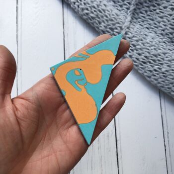 Broche jesmonite orange et turquoise - MAXI 7