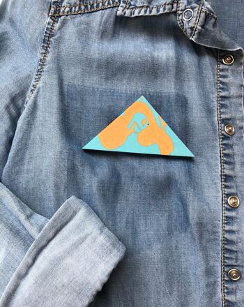 Broche jesmonite orange et turquoise - MAXI 8