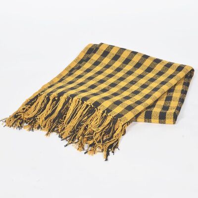 Yarn-Dyed Cotton Yellow Plaid Tasseled Throw