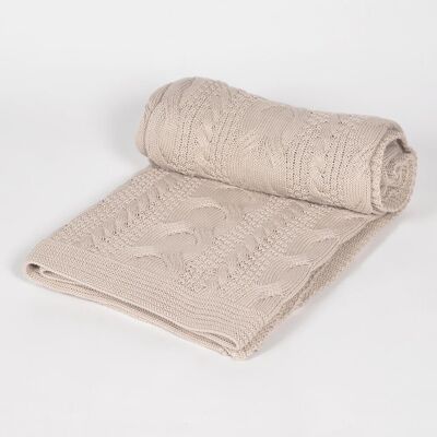 Jeté tricoté en coton taupe