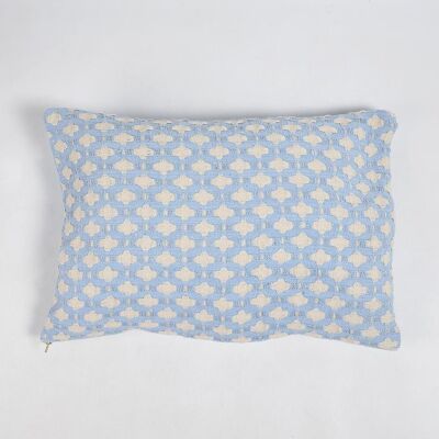 Trellis Patterned Powder Blue Lumbar Cushion Cover