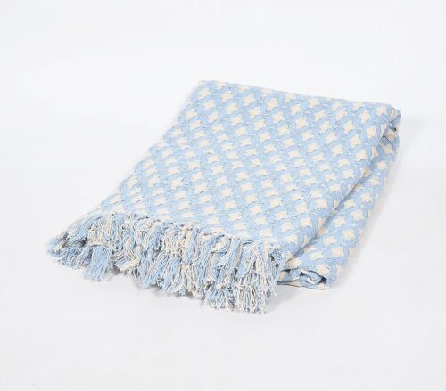 Trellis Patterned Powder Blue Throw