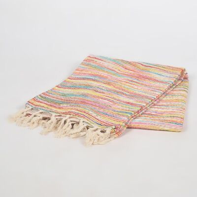 Plaid multicolore in cotone realizzato a mano