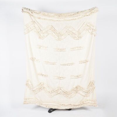 Handwoven Cotton Textured & Frayed-Chevron Throw