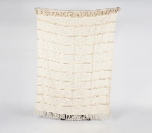 Beige Boxes Cotton Throw