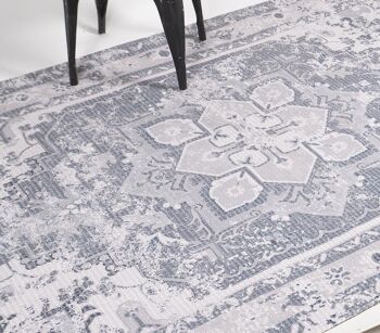 Tapis vintage gris en coton recyclé 1