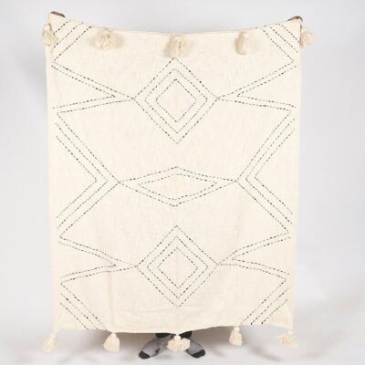 Minimal Ivory Tasseled Throw